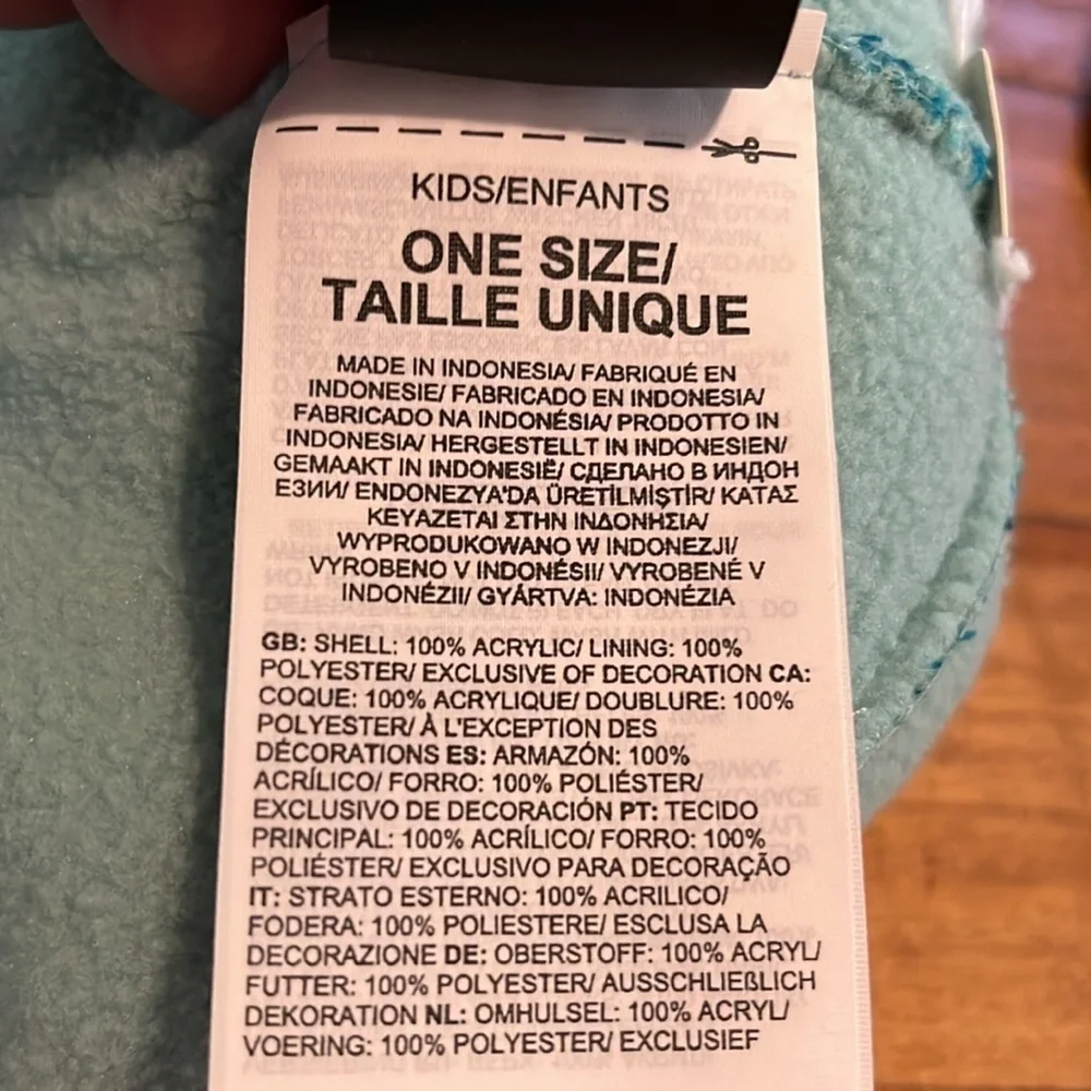 The North Face Kids snow hat, turquoise color, fleece lined. NWTS